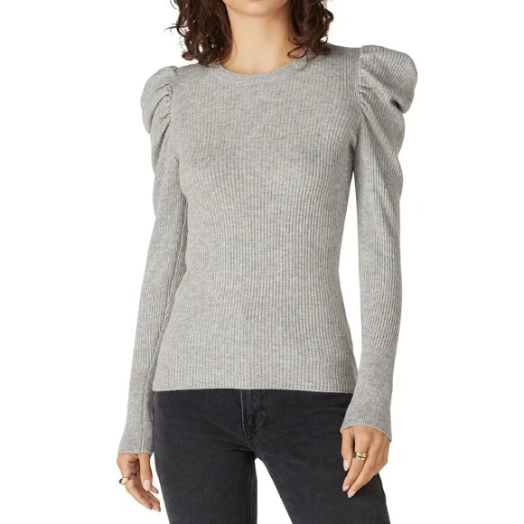 💖 7 For All Mankind Gray Ribbed Puff Long Sleeve Top - Picture 1 of 4